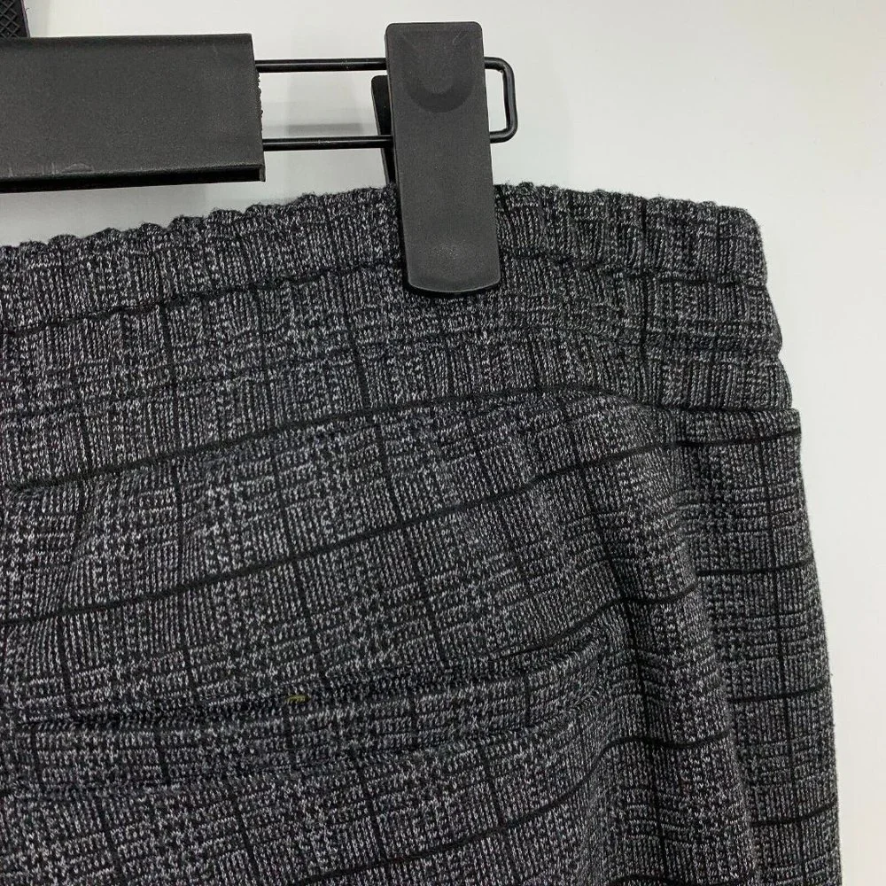 A New Day Pants Black Gray Plaid High Rise Pull On Straight Ankle_9